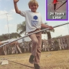 Nik in 1986 learning to walk the wire at his home in Sarasota, FL. (with an insert of the Niagara Falls walk in 2012)